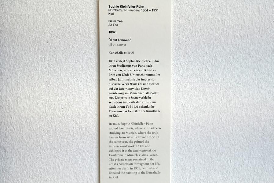 Sophie Kleinfeller-Pühn (1892), Beim Tee, Kiel, Kunsthalle, Künstlerinnen um 1900, 1892, Bild 2/2