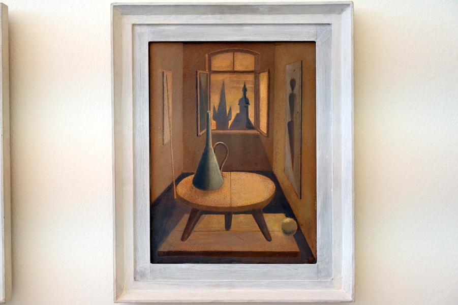 Gottfried Brockmann (1927–1930), Blick aus dem "Hungerturm" auf St. Lambertus und altes Spital, Kiel, Kunsthalle, Interieur, 1927