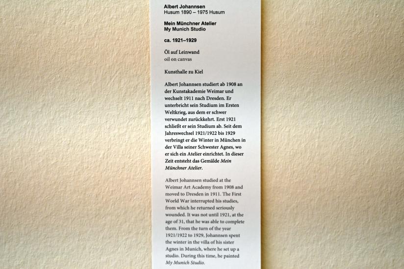 Albert Johannsen (1925), Mein Münchner Atelier, Kiel, Kunsthalle, Interieur, um 1921&ndash;1929, Bild 2/2