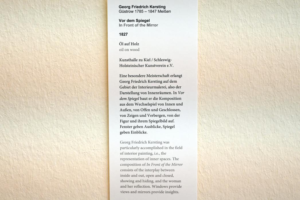 Georg Friedrich Kersting (1811–1835), Vor dem Spiegel, Kiel, Kunsthalle, Interieur, 1827, Bild 2/2