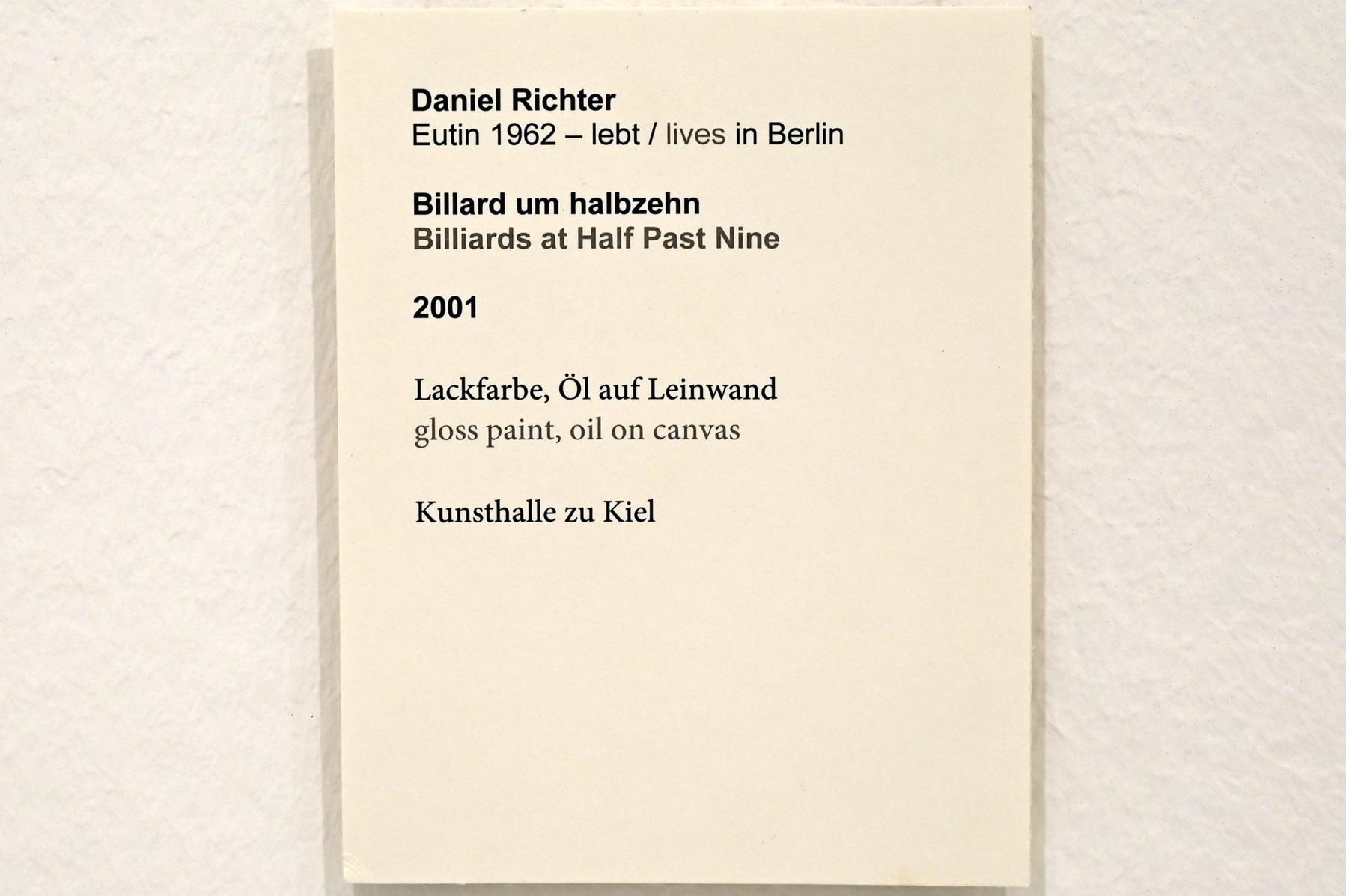 Daniel Richter (1999–2001), Billard um halbzehn, Kiel, Kunsthalle, Galerie 1, 2001, Bild 2/2