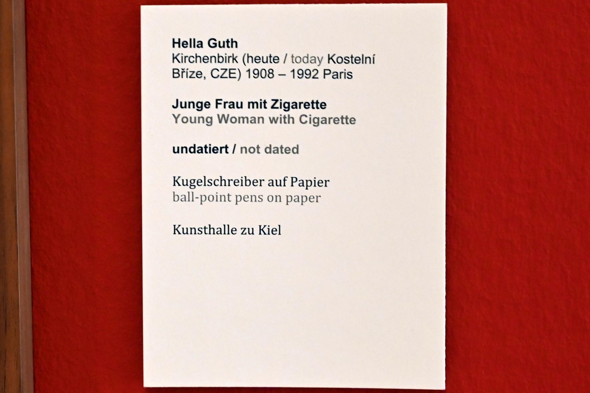 Hella Guth (1933), Junge Frau mit Zigarette, Kiel, Kunsthalle, ÜberLeben 1, Undatiert, Bild 2/2