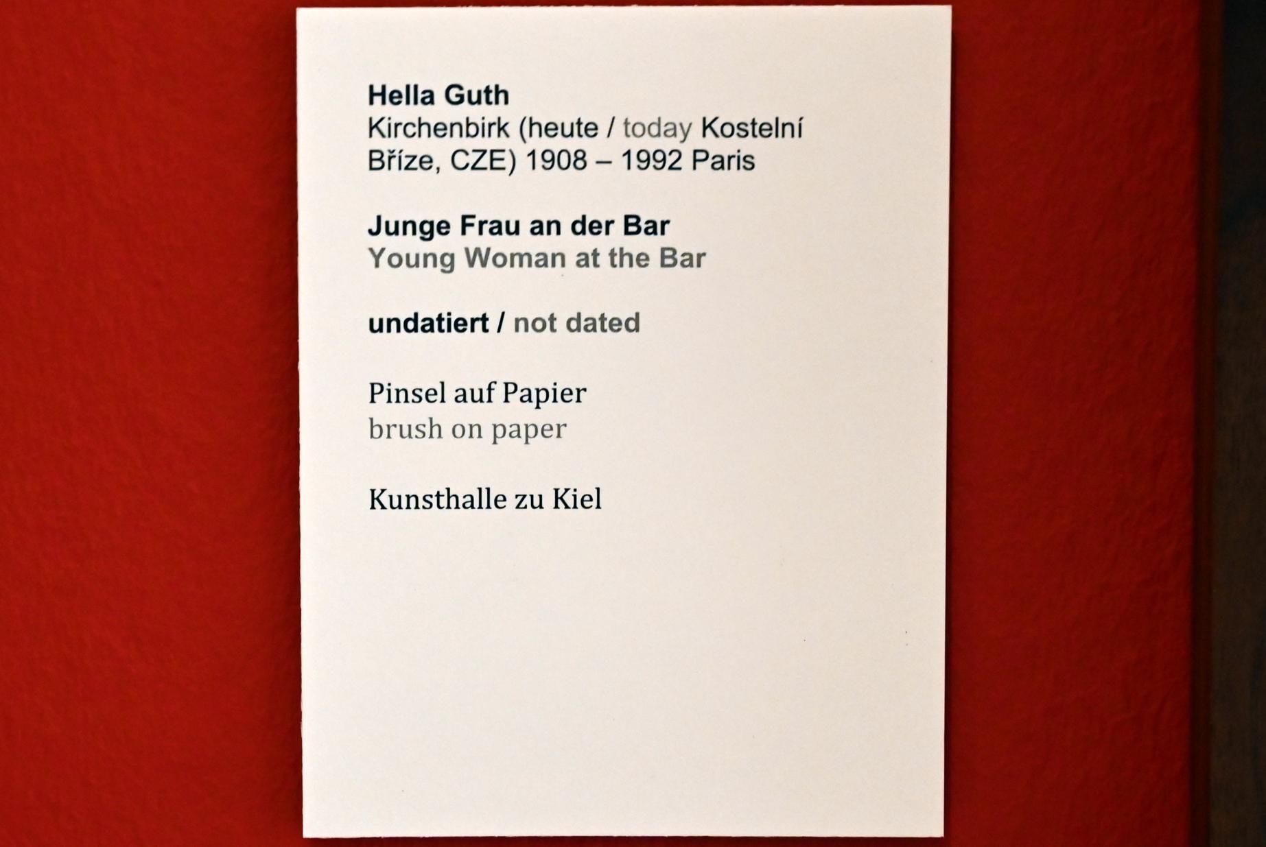 Hella Guth (1933), Junge Frau an der Bar, Kiel, Kunsthalle, ÜberLeben 1, Undatiert, Bild 2/2