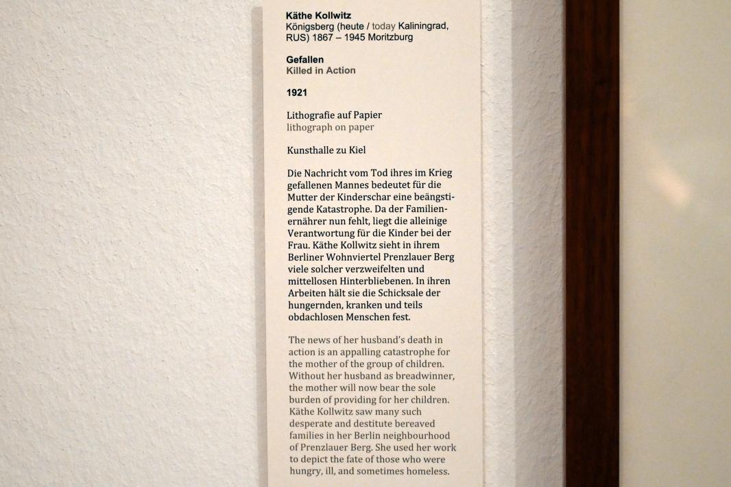 Käthe Kollwitz (1901–1939), Gefallen, Kiel, Kunsthalle, ÜberLeben 2, 1921, Bild 2/2