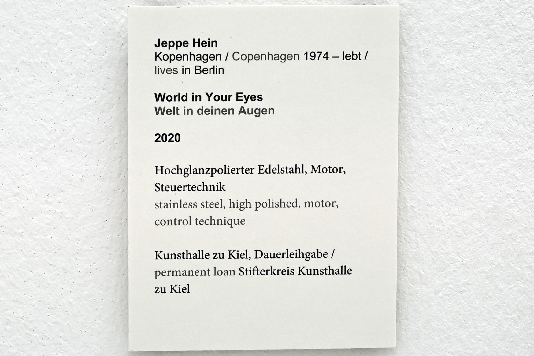 Jeppe Hein (2005–2020), World in Your Eyes, Kiel, Kunsthalle, Galerie 3, 2020, Bild 3/3