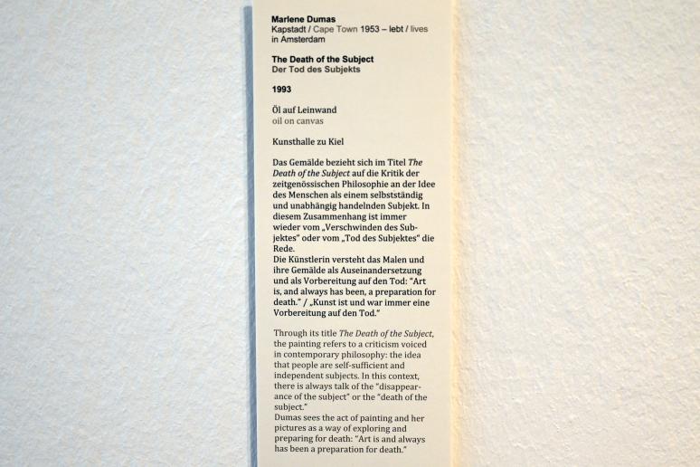 Marlene Dumas (1987–2016), Der Tod des Subjekts, Kiel, Kunsthalle, Galerie 4, 1993, Bild 2/2
