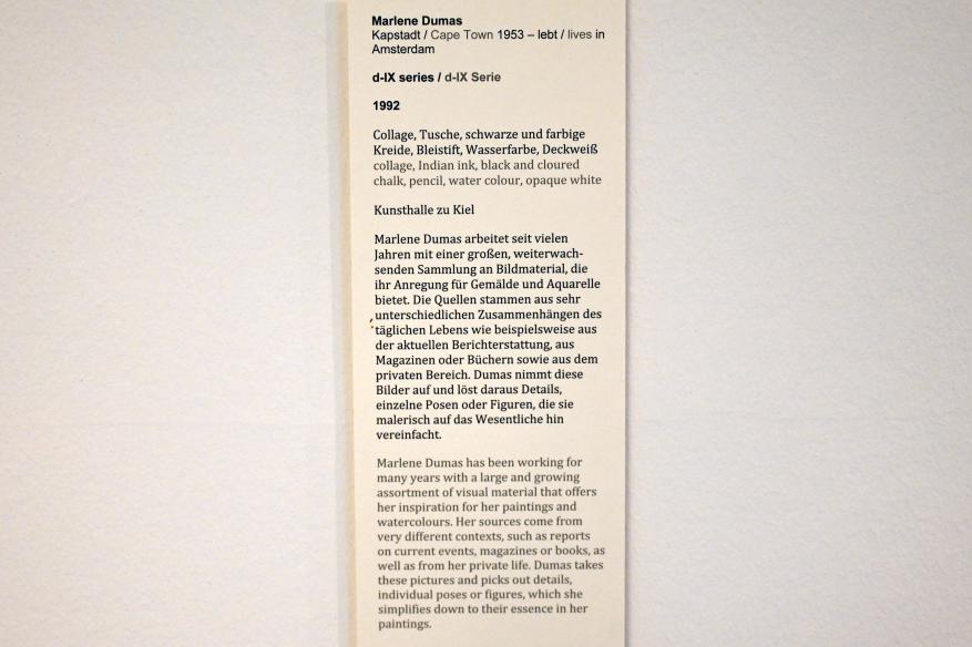 Marlene Dumas (1987–2016), d-IX Serie, Kiel, Kunsthalle, Galerie 4, 1992, Bild 2/2