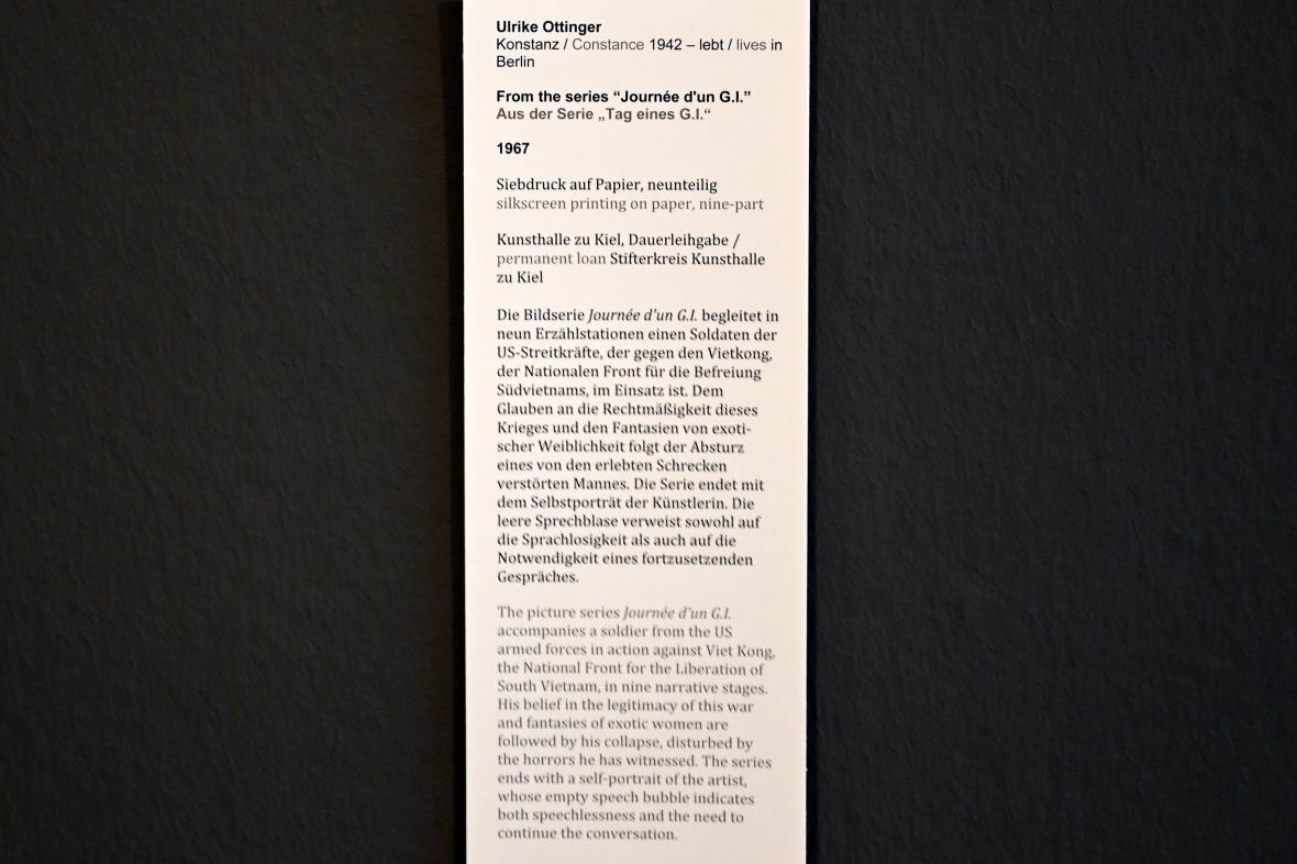 Ulrike Ottinger (1966–1968), Aus der Serie "Tag eines G.I.", Kiel, Kunsthalle, Galerie 2, 1967, Bild 2/2