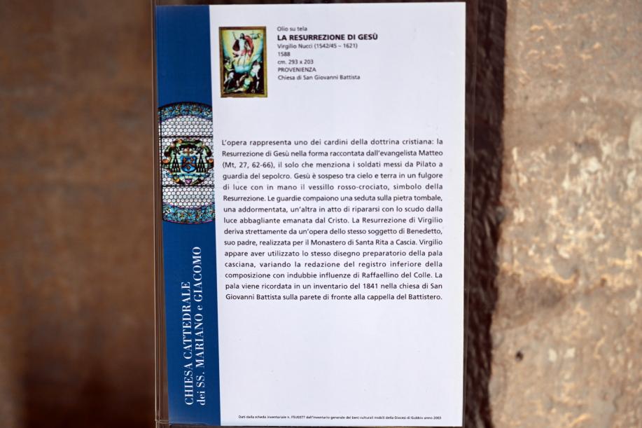 Virgilio Nucci (1575–1618), Auferstehung Christi, Gubbio, Chiesa di San Giovanni Battista, jetzt Gubbio, Kathedrale Santi Mariano e Giacomo, 1588, Bild 2/2