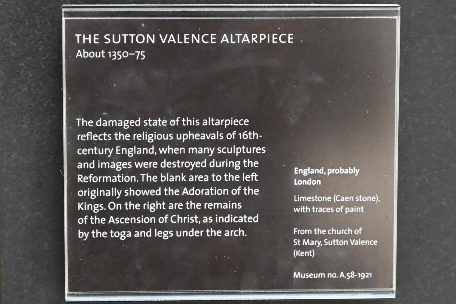 Sutton Valence Altar, Sutton Valence, St Mary's Church, jetzt London, Victoria and Albert Museum, 0. Etage, Mittelalter und Renaissance, um 1350–1375, Bild 2/2