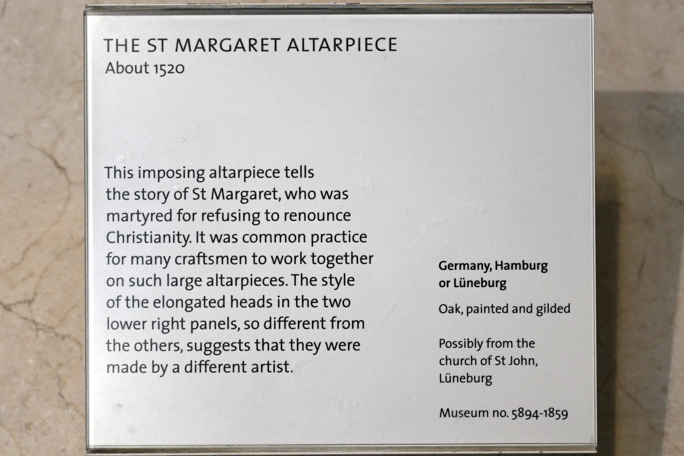 St.-Margareten-Altar, Lüneburg, Kirche St. Johannis, jetzt London, Victoria and Albert Museum, 0. Etage, Mittelalter und Renaissance, um 1520, Bild 2/2