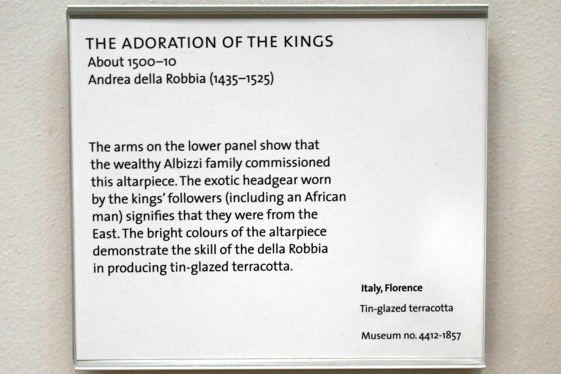 Andrea della Robbia (1465–1525), Anbetung der Könige, London, Victoria and Albert Museum, 0. Etage, Mittelalter und Renaissance, um 1500–1510, Bild 2/2
