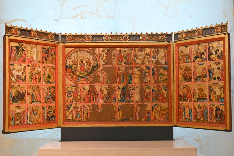 Bertram von Minden (Meister Bertram) (1380–1395), Triptychon mit Szenen aus der Apokalypse, London, Victoria and Albert Museum, -1. Etage, Mittelalter und Renaissance, um 1380