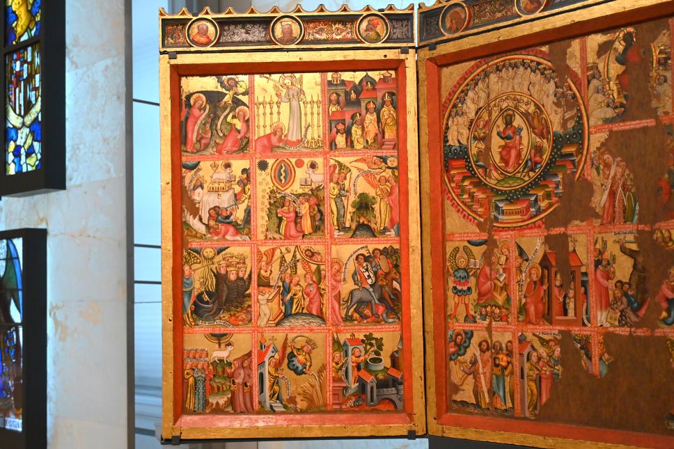 Bertram von Minden (Meister Bertram) (1380–1395), Triptychon mit Szenen aus der Apokalypse, London, Victoria and Albert Museum, -1. Etage, Mittelalter und Renaissance, um 1380, Bild 2/4