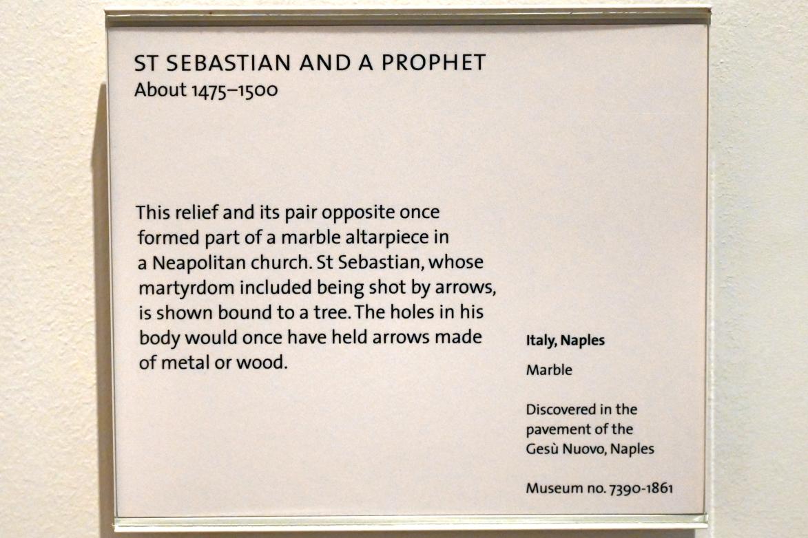 Heiliger Sebastian mit einem Propheten, London, Victoria and Albert Museum, -1. Etage, Mittelalter und Renaissance, um 1475–1500, Bild 2/2