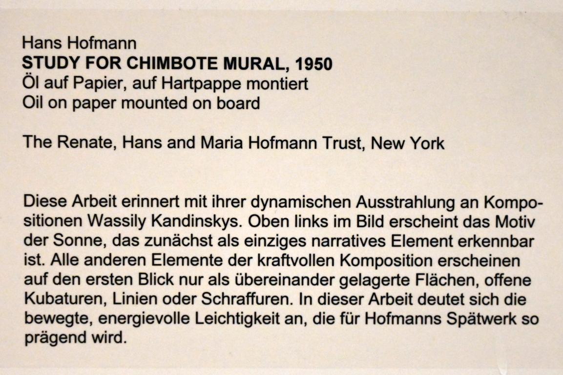 Hans Hofmann (1939–1965), Study for Chimbote Mural, Neumarkt in der Oberpfalz, Museum Lothar Fischer, Ausstellung "Hans Hofmann. Chimbote 1950 - Farben für die neue Stadt" vom 23.10.2022-29.01.2023, 1950, Bild 2/2