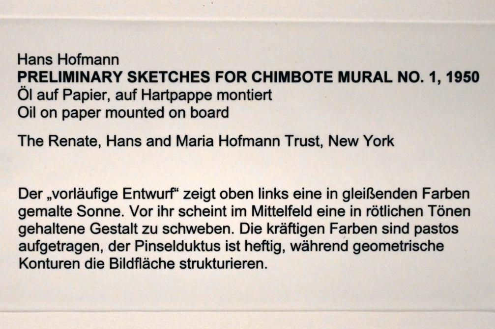 Hans Hofmann (1939–1965), Preliminary Sketches for Chimbote Mural No. 1, Neumarkt in der Oberpfalz, Museum Lothar Fischer, Ausstellung "Hans Hofmann. Chimbote 1950 - Farben für die neue Stadt" vom 23.10.2022-29.01.2023, 1950, Bild 2/2