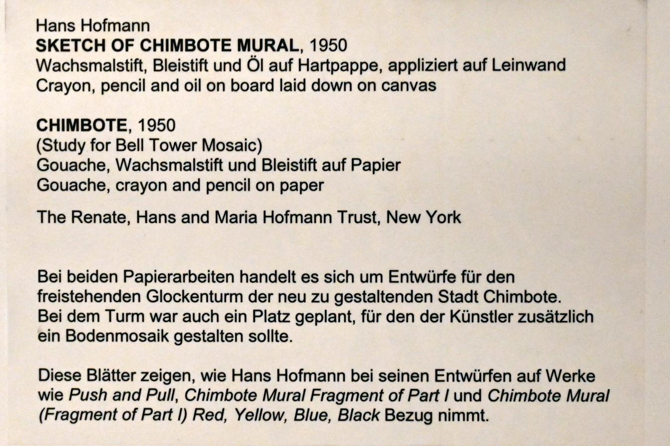 Hans Hofmann (1939–1965), Sketch of Chimbote Mural, Neumarkt in der Oberpfalz, Museum Lothar Fischer, Ausstellung "Hans Hofmann. Chimbote 1950 - Farben für die neue Stadt" vom 23.10.2022-29.01.2023, 1950, Bild 2/2