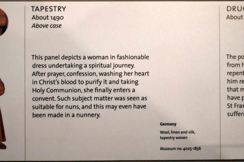 Tapisserie, London, Victoria and Albert Museum, -1. Etage, Mittelalter und Renaissance, um 1490, Bild 2/2