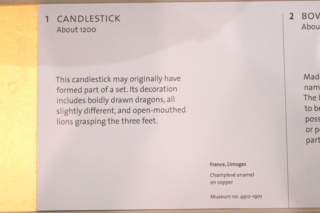 Kerzenständer, London, Victoria and Albert Museum, -1. Etage, Mittelalter und Renaissance, um 1200, Bild 2/2
