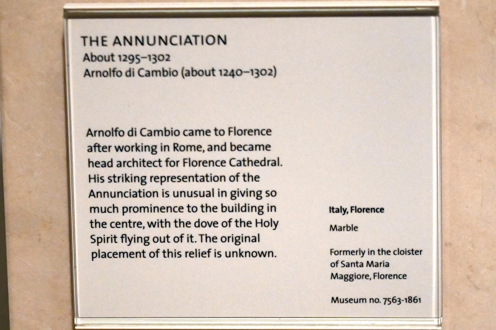 Arnolfo di Cambio (1270–1300), Mariä Verkündigung, London, Victoria and Albert Museum, -1. Etage, Mittelalter und Renaissance, um 1295–1302, Bild 2/2