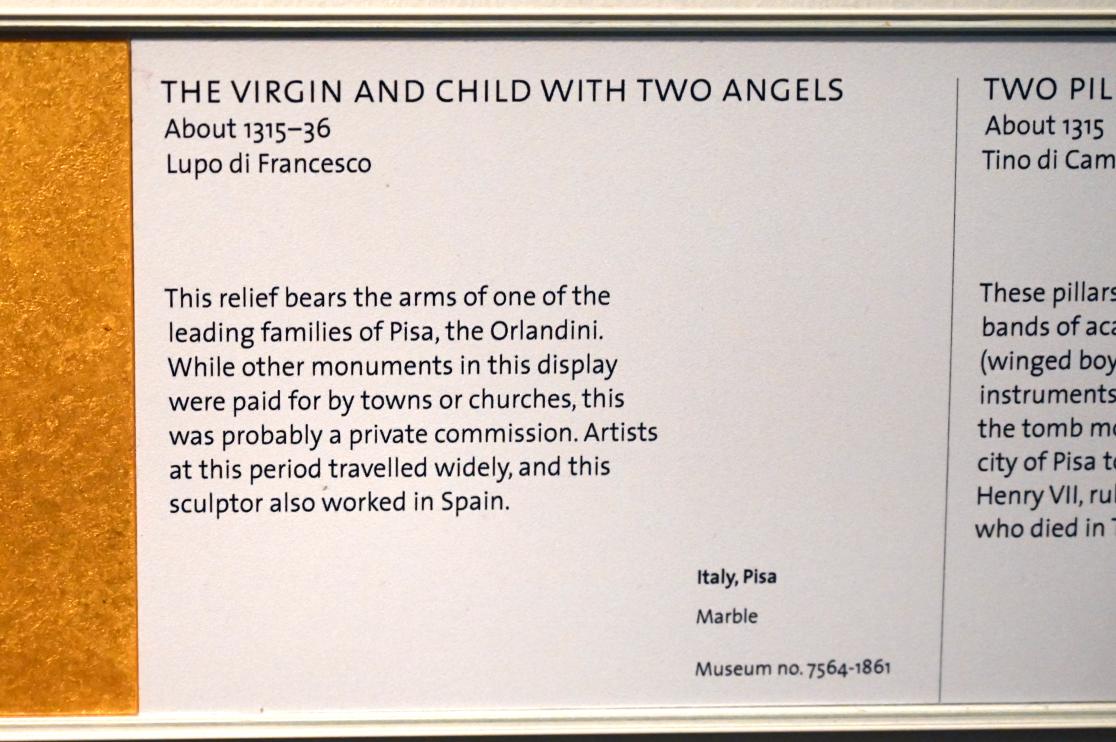Lupo di Francesco (1325), Maria mit Kind und zwei Engeln, London, Victoria and Albert Museum, -1. Etage, Mittelalter und Renaissance, um 1315–1336, Bild 2/2