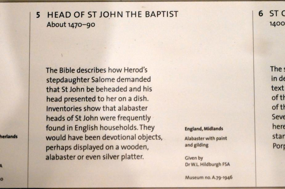 Johannesschüssel, London, Victoria and Albert Museum, -1. Etage, Mittelalter und Renaissance, um 1470–1490, Bild 2/2