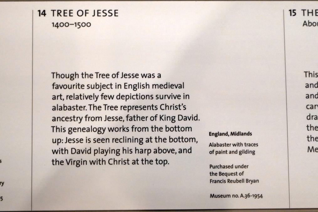 Wurzel Jesse, London, Victoria and Albert Museum, -1. Etage, Mittelalter und Renaissance, 1400–1500, Bild 2/2