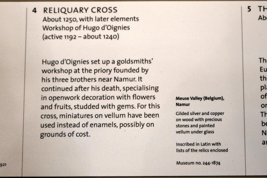 Hugo d'Oignies (Nachfolger) (1250), Reliquienkreuz, London, Victoria and Albert Museum, -1. Etage, Mittelalter und Renaissance, um 1250, Bild 3/3