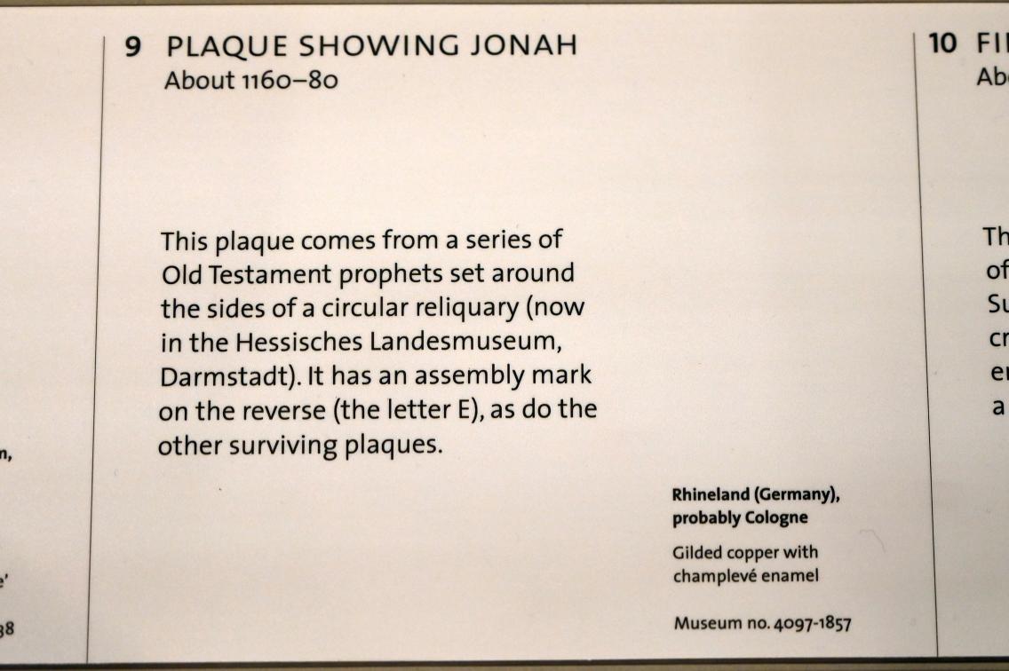 Plakette mit dem Propheten Jona, London, Victoria and Albert Museum, -1. Etage, Mittelalter und Renaissance, um 1160–1180, Bild 2/2