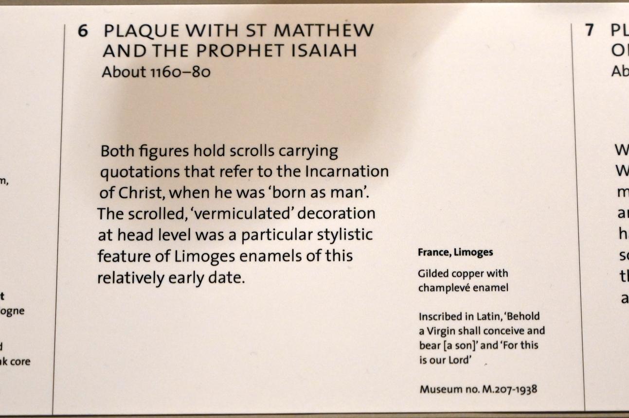 Apostel Matthäus mit Prophet Jesaja, London, Victoria and Albert Museum, -1. Etage, Mittelalter und Renaissance, um 1160–1180, Bild 2/2