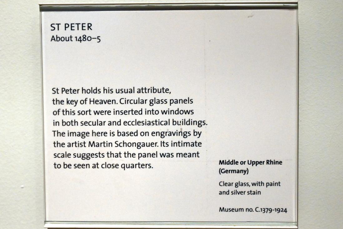 Apostel Petrus, London, Victoria and Albert Museum, 1. Etage, um 1480–1485, Bild 2/2