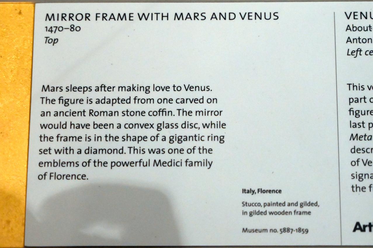 Spiegel mit Mars und Venus, London, Victoria and Albert Museum, 1. Etage, 1470–1480, Bild 2/2