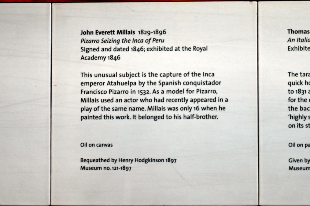 John Everett Millais (1846–1876), Pizarro ergreift die Inka von Peru, London, Victoria and Albert Museum, 2. Etage, Paintings, 1846, Bild 2/2