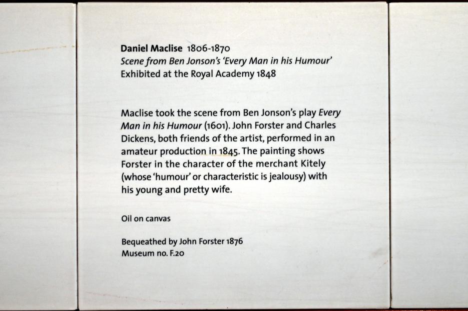 Daniel Maclise (1847–1849), Szene aus Ben Jonson's "Every Man in his Humour", London, Victoria and Albert Museum, 2. Etage, Paintings, vor 1848, Bild 2/2