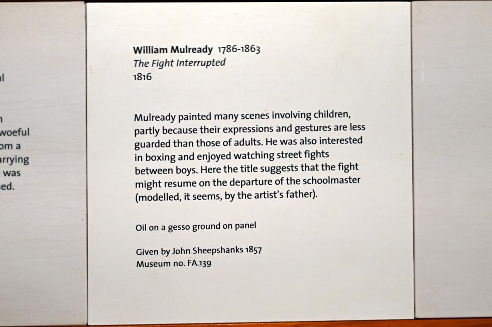 William Mulready (1816–1858), Kampfpause, London, Victoria and Albert Museum, 2. Etage, Paintings, 1816, Bild 2/2
