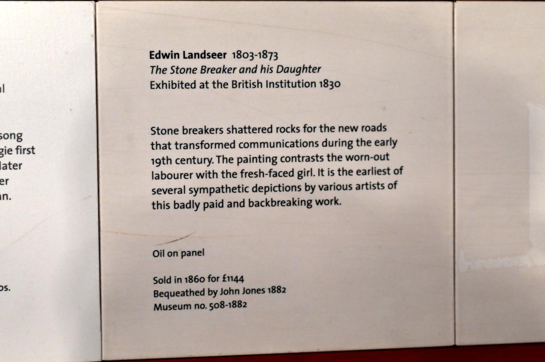 Edwin Landseer (1823–1851), Der Steinklopfer und seine Tochter, London, Victoria and Albert Museum, 2. Etage, Paintings, vor 1830, Bild 2/2