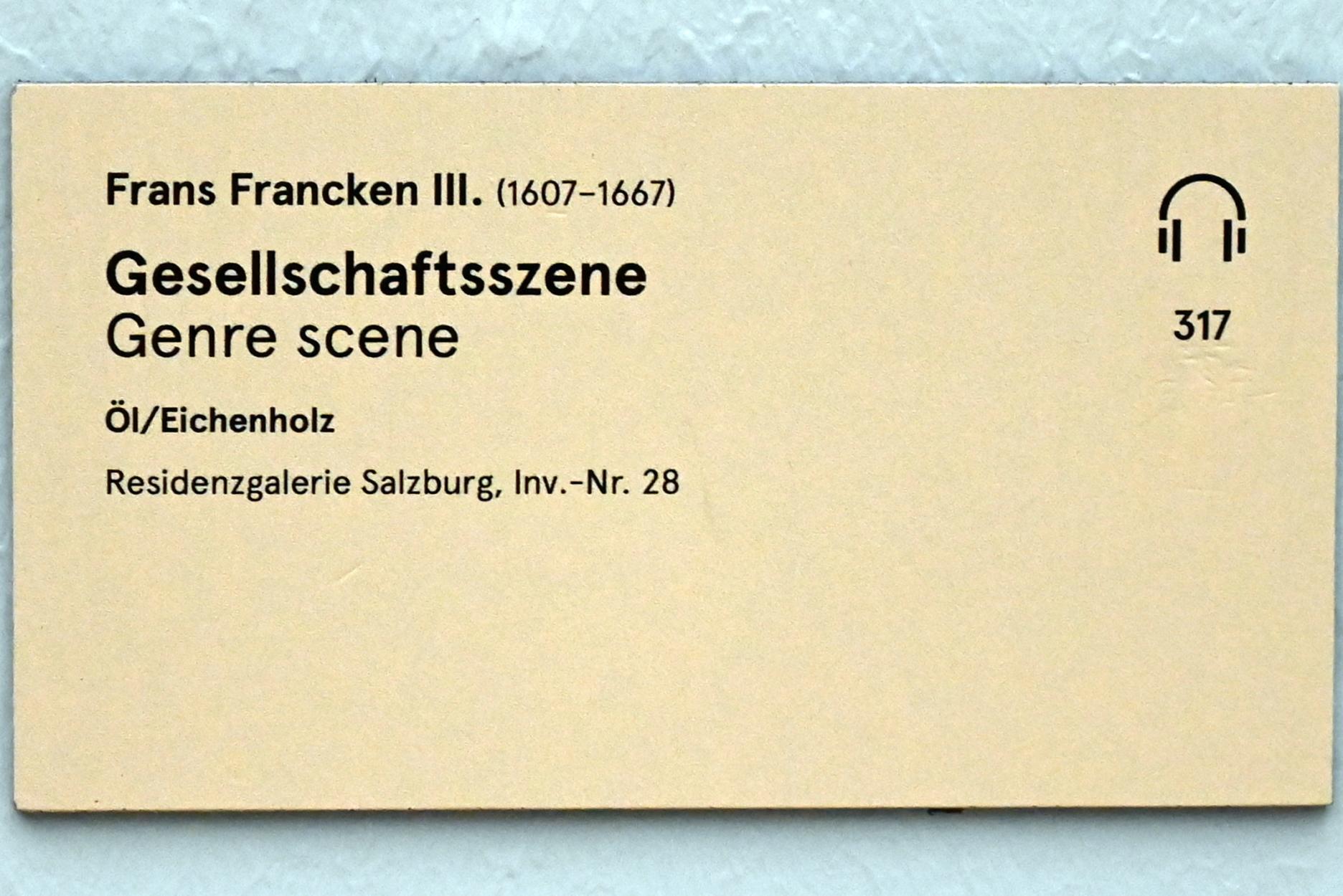 Frans Francken III (Undatiert), Gesellschaftsszene, Salzburg, Salzburger Residenz, Residenzgalerie, Undatiert, Bild 2/2