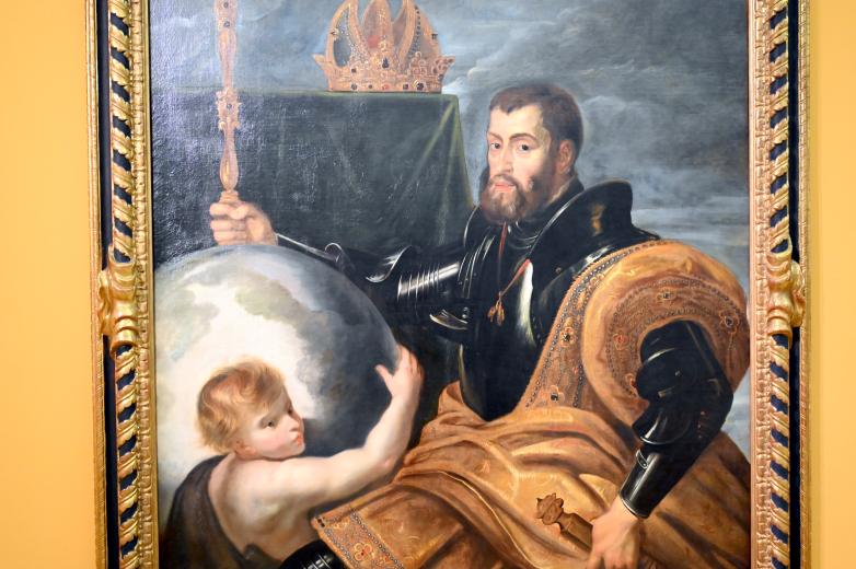 Peter Paul Rubens (1598–1650), Allegorie auf Kaiser Karl V. als Weltenherrscher, Salzburg, Salzburger Residenz, Residenzgalerie, 1604, Bild 2/4