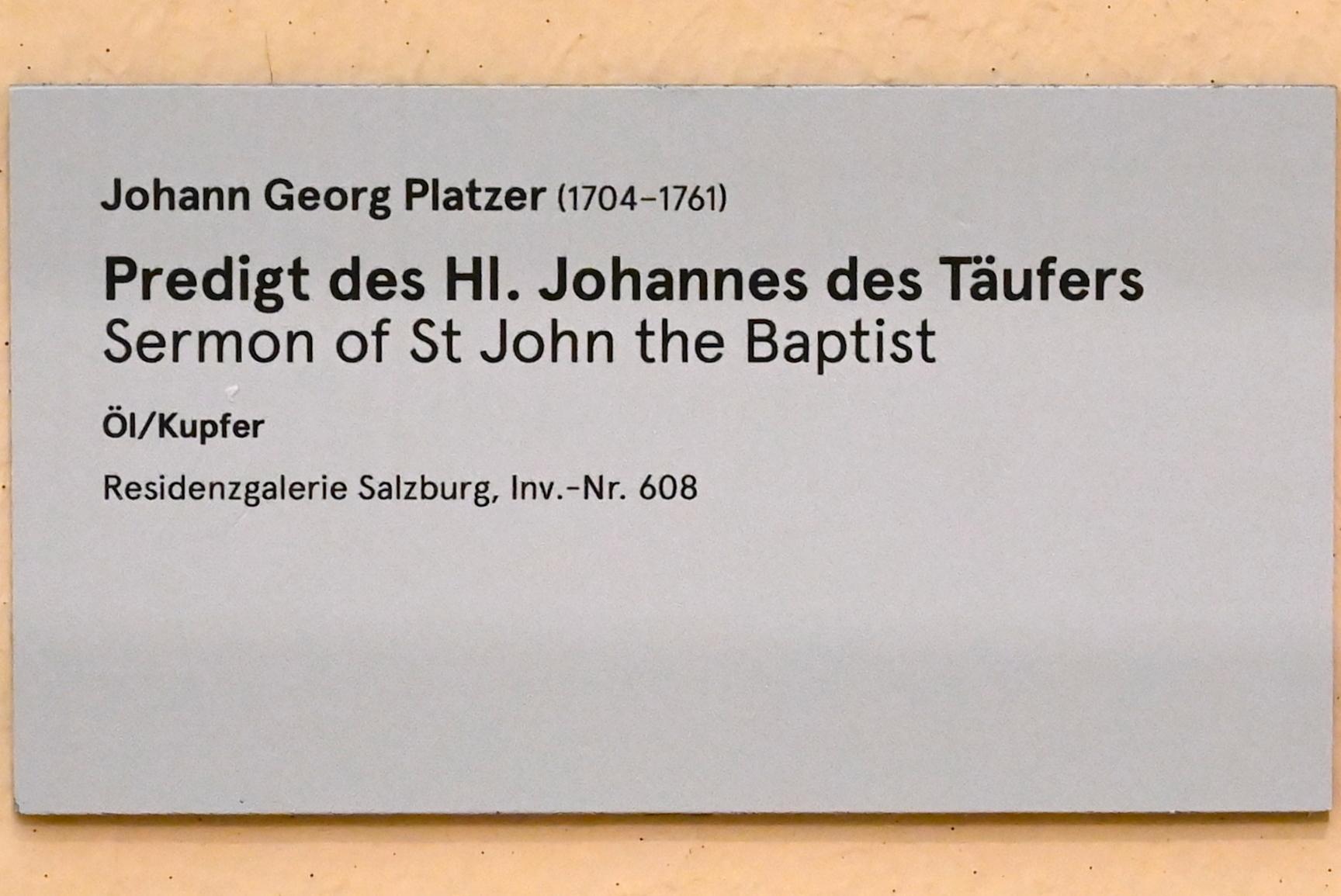 Johann Georg Platzer (1725–1750), Predigt des Hl. Johannes des Täufers, Salzburg, Salzburger Residenz, Residenzgalerie, Undatiert, Bild 2/2