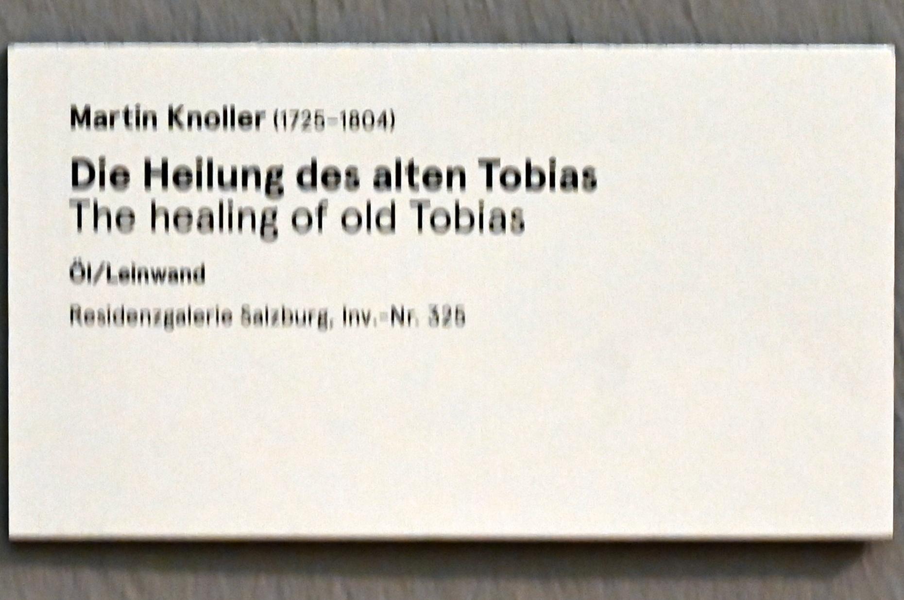 Martin Knoller (1753–1804), Die Heilung des alten Tobias, Wien, Akademie der bildenden Künste, jetzt Salzburg, Salzburger Residenz, Residenzgalerie, 1753, Bild 3/3