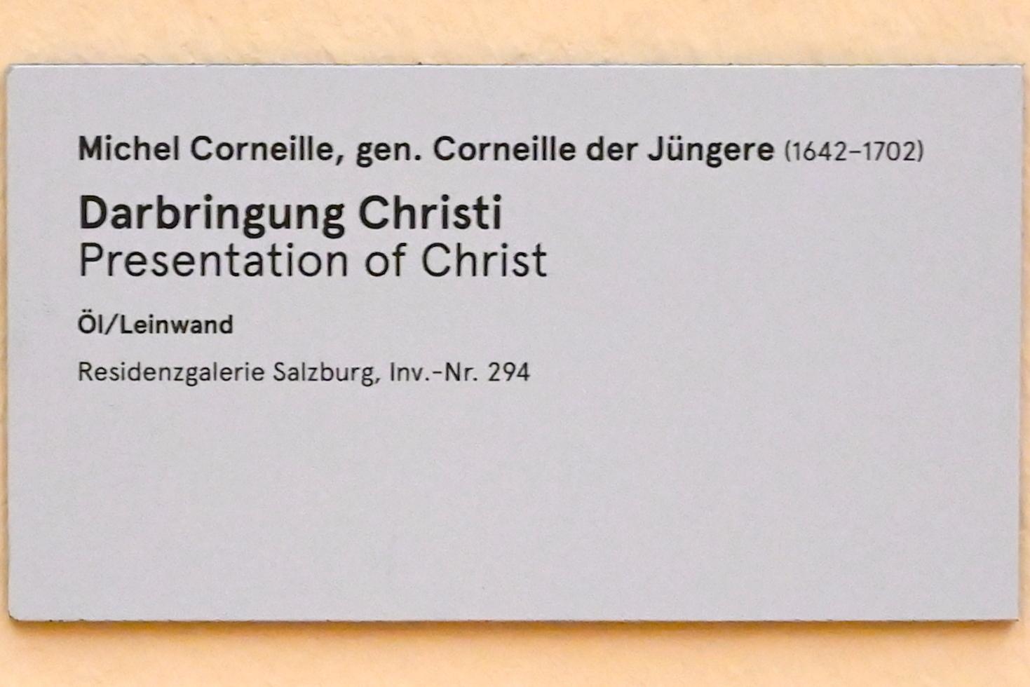 Michel Corneille der Jüngere (1690), Darbringung Christi, Salzburg, Salzburger Residenz, Residenzgalerie, Undatiert, Bild 2/2