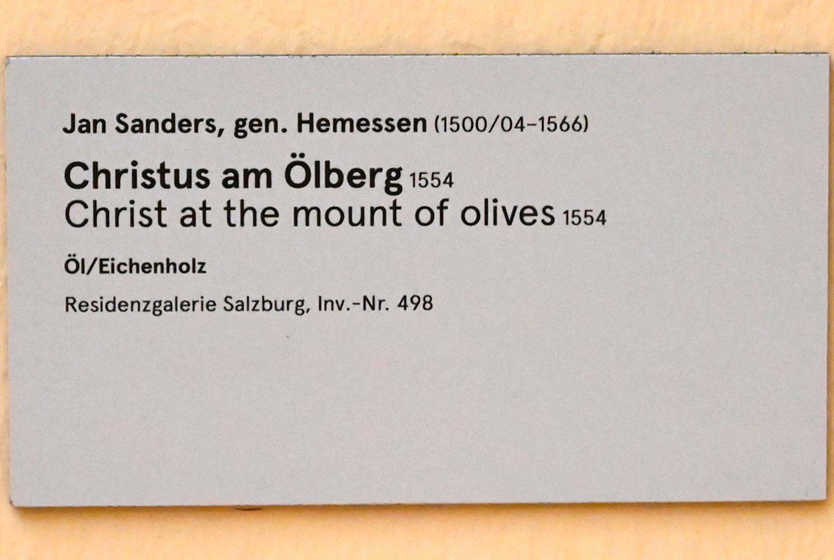 Jan Sanders van Hemessen (1530–1555), Christus am Ölberg, Salzburg, Salzburger Residenz, Residenzgalerie, 1554, Bild 4/4