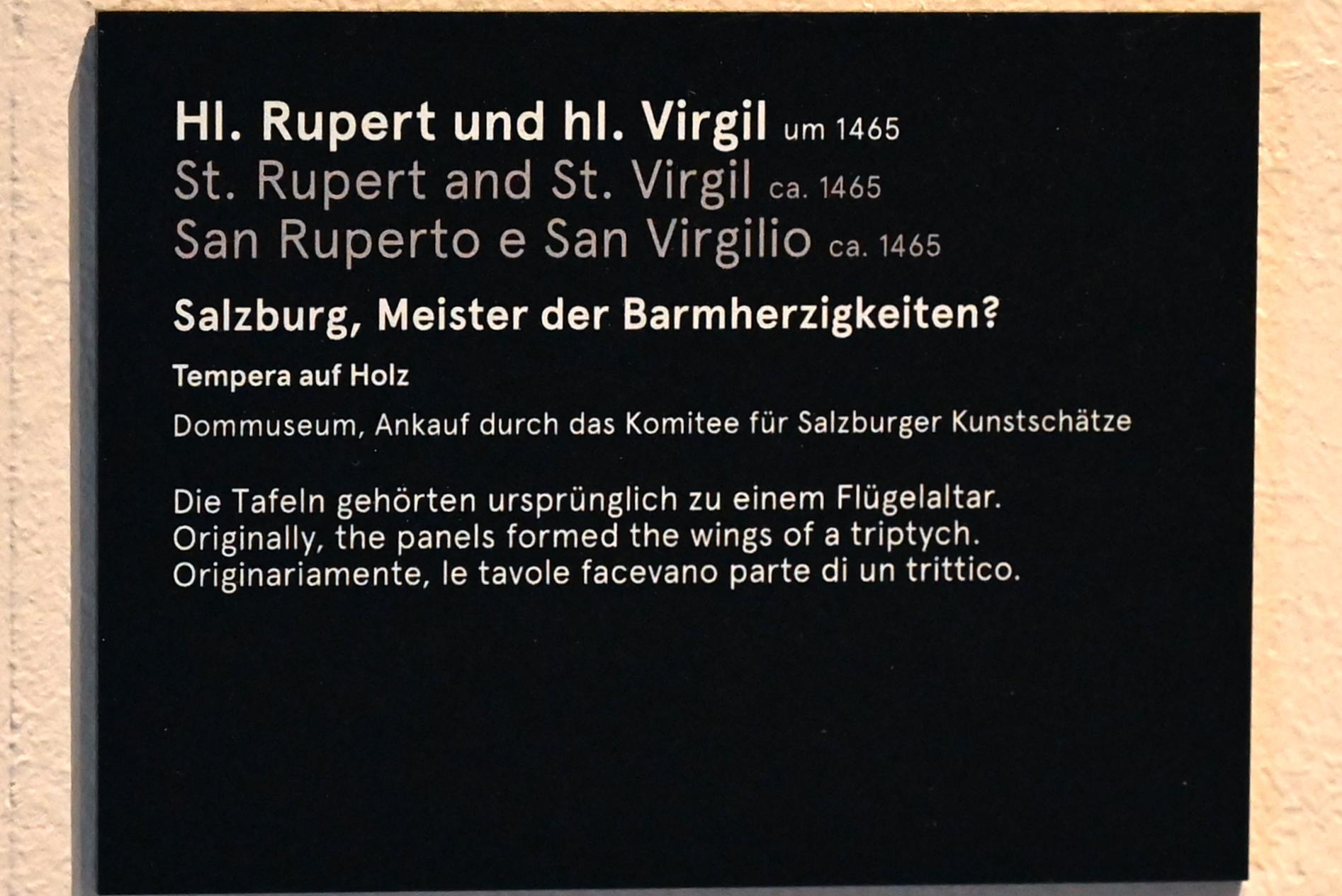 Meister der Barmherzigkeiten (1465), Hl. Rupert, Salzburg, Dommuseum Salzburg, um 1465, Bild 2/2