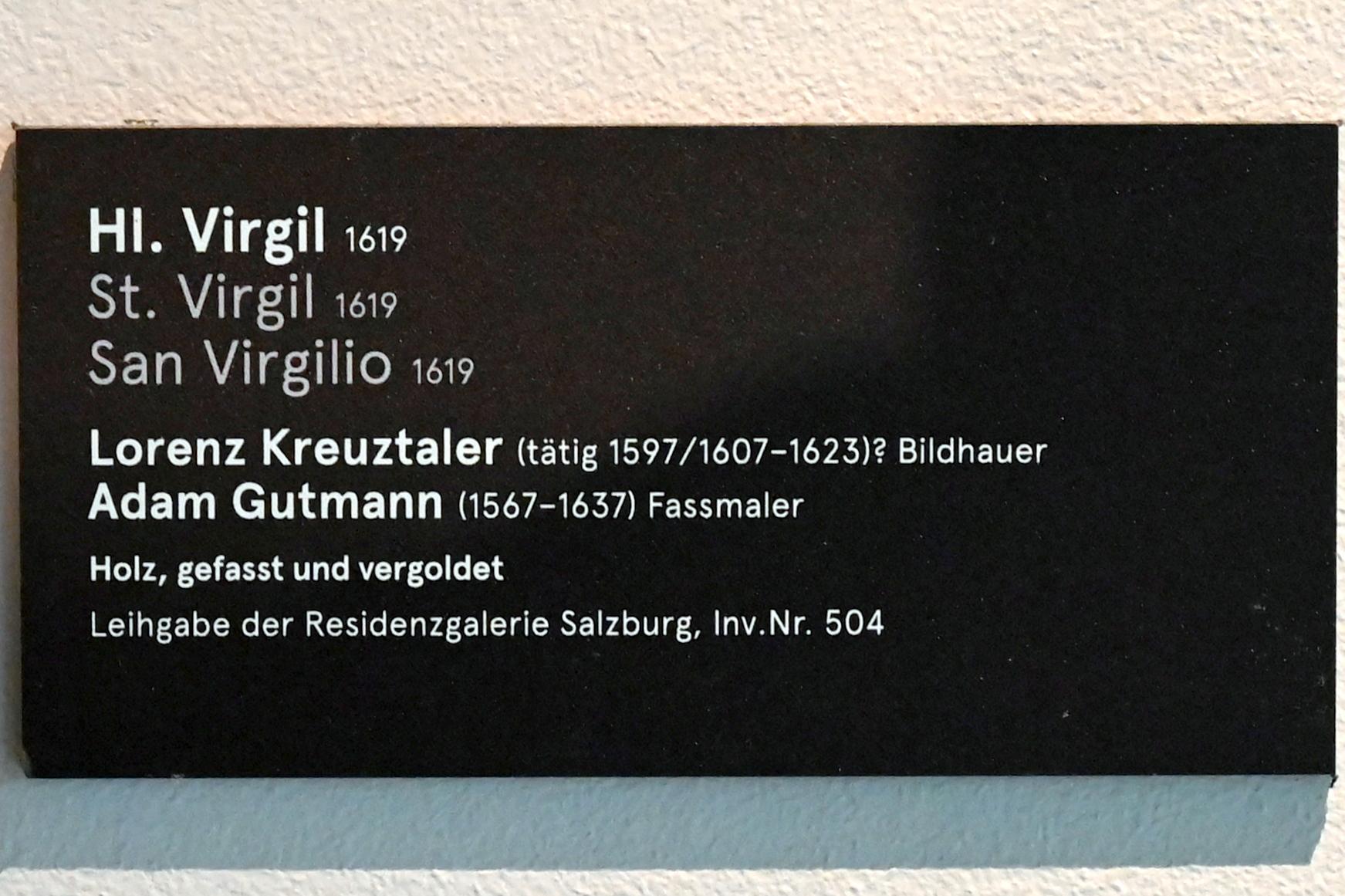 Lorenz Kreuztaler (1619), Hl. Virgil, Salzburg, Dommuseum Salzburg, 1619, Bild 3/3