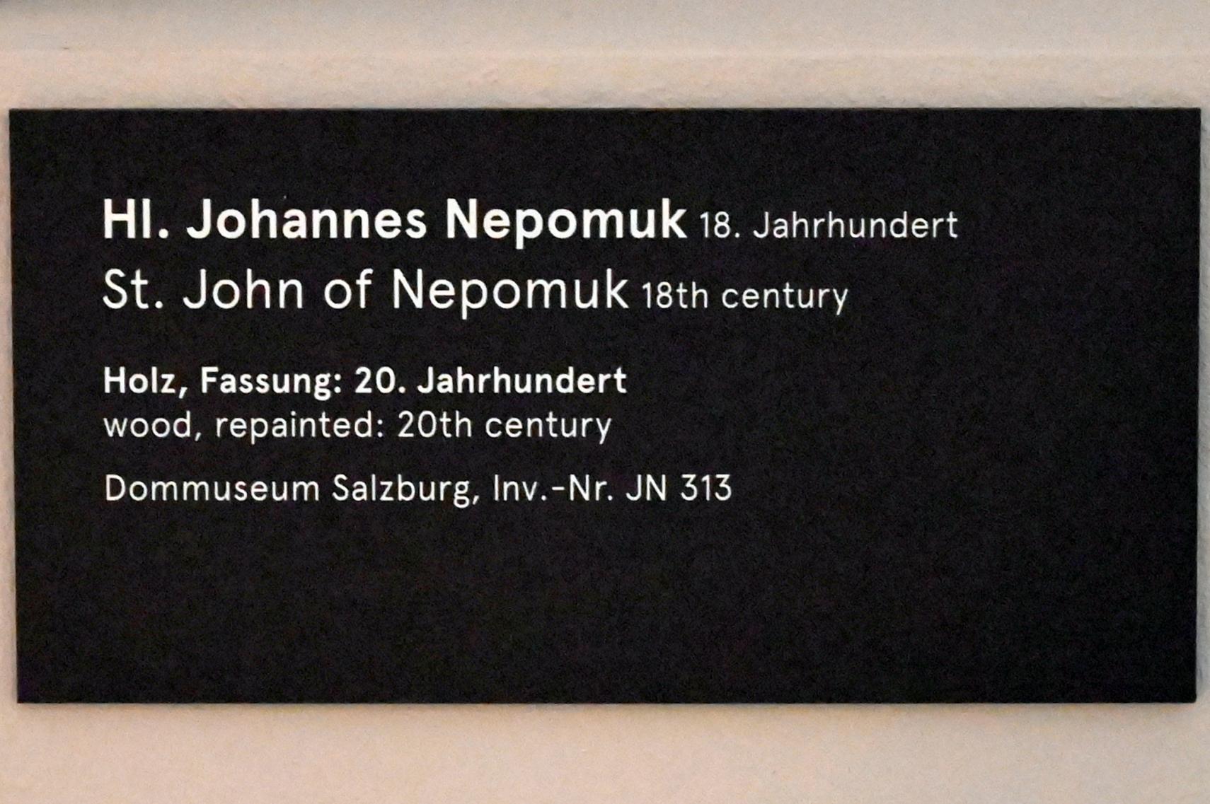Hl. Johannes Nepomuk, Salzburg, Dommuseum Salzburg, 18. Jhd., Bild 3/3