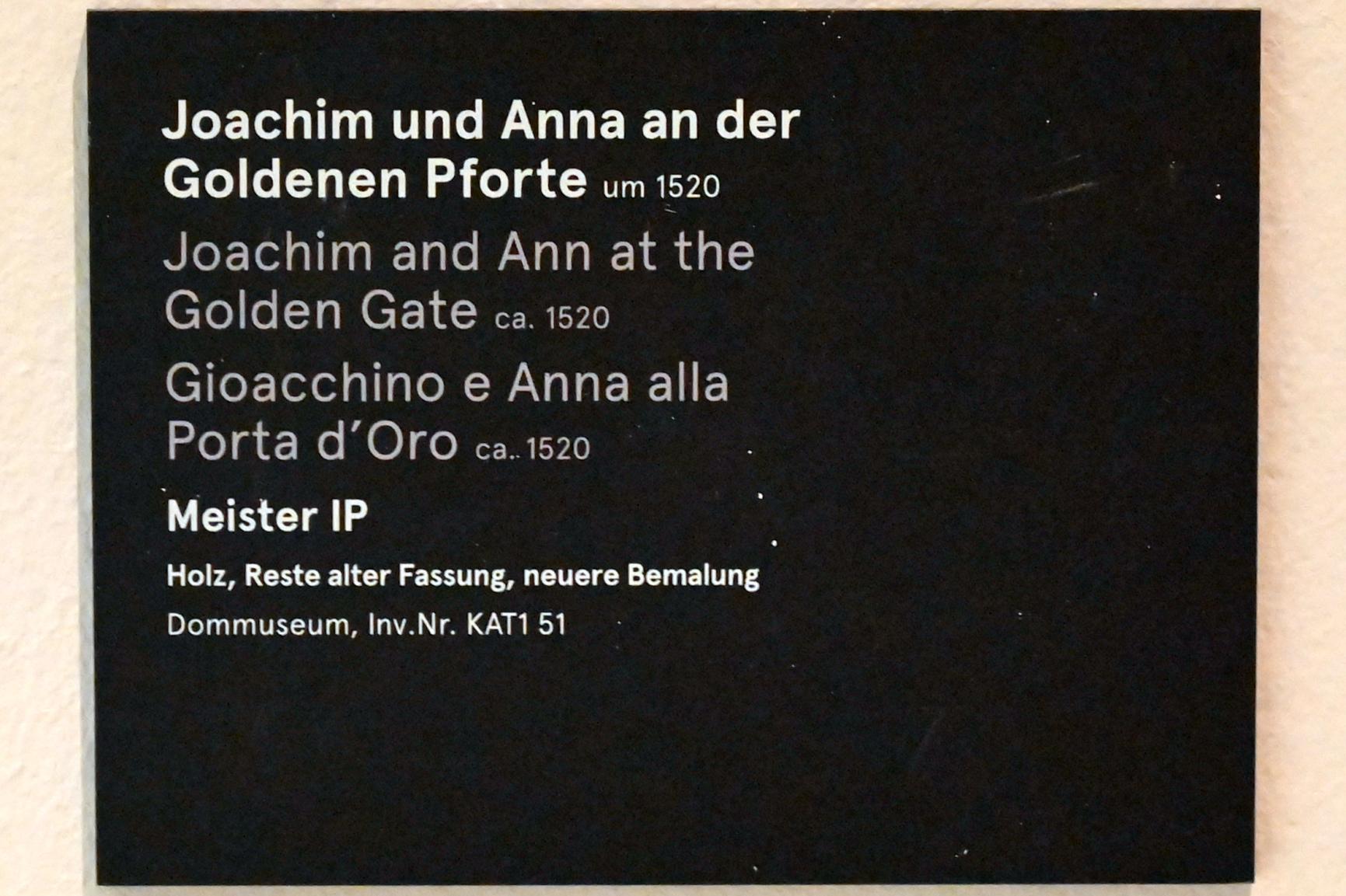 Monogrammist IP (Meister IP) (1520–1530), Joachim und Anna an der Goldenen Pforte, Salzburg, Dommuseum Salzburg, um 1520, Bild 3/3