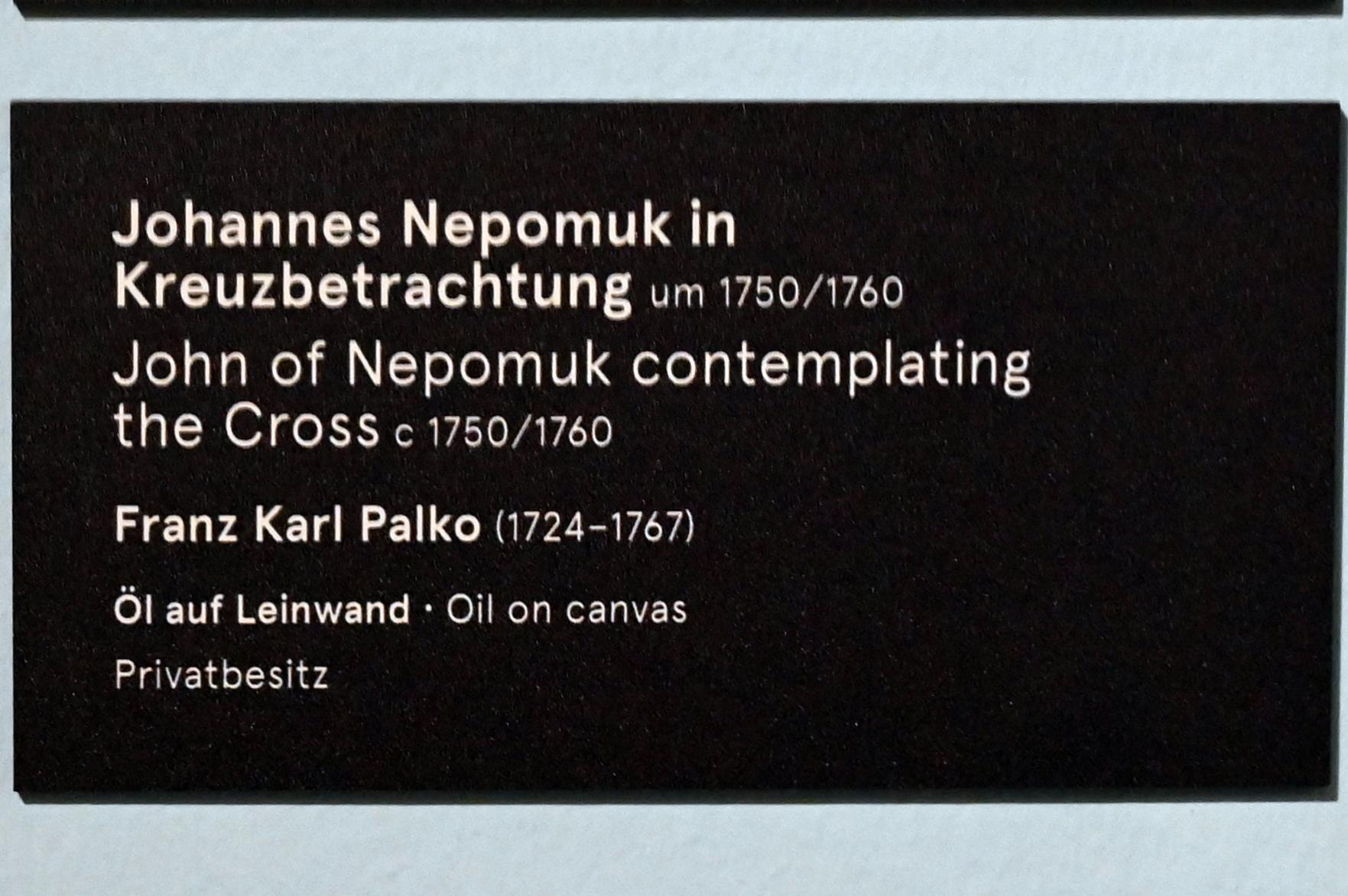 Franz Xaver Karl Palko (1755–1760), Johannes Nepomuk in Kreuzbetrachtung, Salzburg, Dommuseum Salzburg, um 1750–1760, Bild 2/2