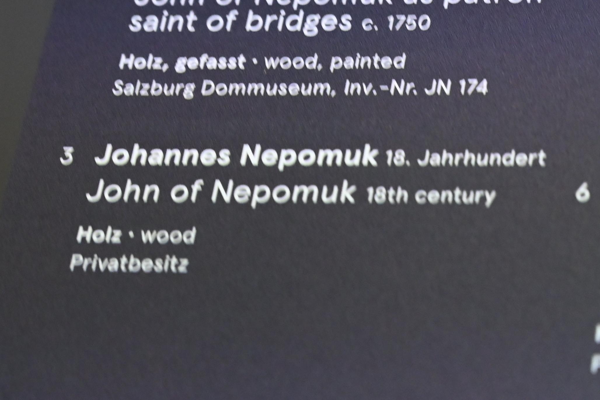 Johannes Nepomuk, Salzburg, Dommuseum Salzburg, 18. Jhd., Bild 2/2