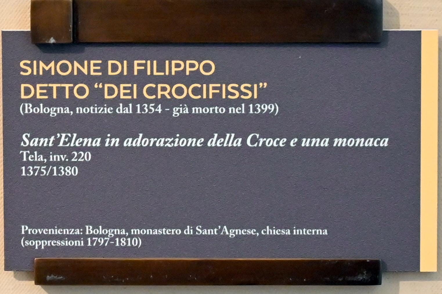 Simone dei Crocifissi (Simone di Filippo Benvenuti) (1352–1399), Kreuzanbetung der Heiligen Helena mit einer Nonne, Bologna, Agneskloster, jetzt Bologna, Pinacoteca Nazionale, Saal 2, 1375–1380, Bild 2/2